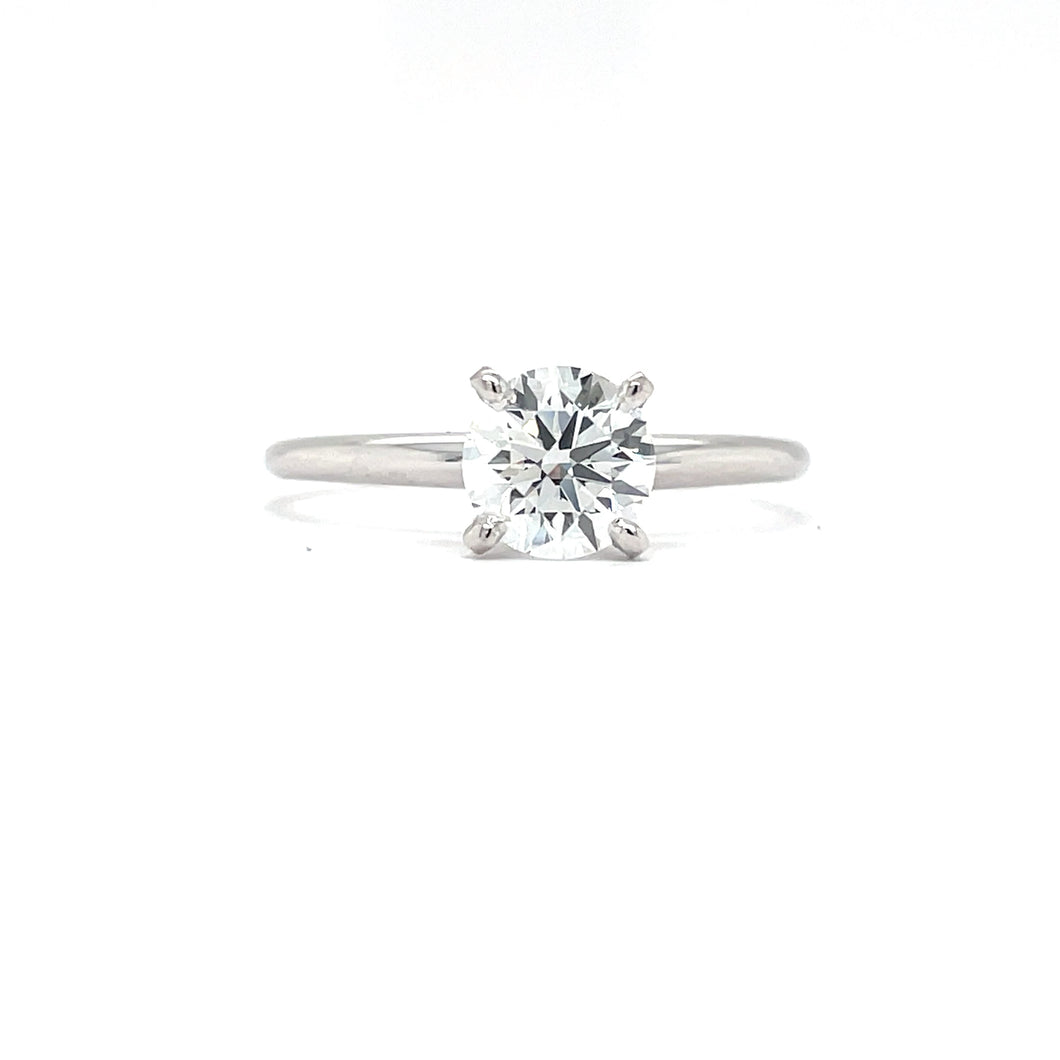 White Gold Lab Created Diamond Solitaire Engagement Ring