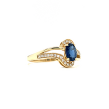 Load image into Gallery viewer, Oval Sapphire set in Yellow Gold with Diamond Accents
