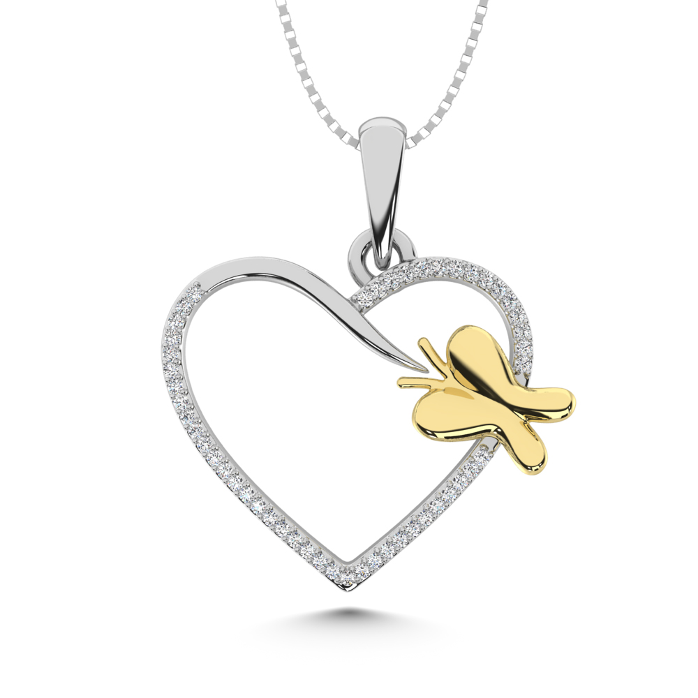 Silver and Diamond Heart Necklace