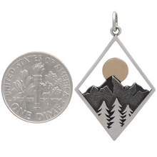 Load image into Gallery viewer, Sterling Silver Mountain Charm in Diamond Frame
