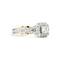 Load image into Gallery viewer, Rose and White Gold Halo Engagement Ring
