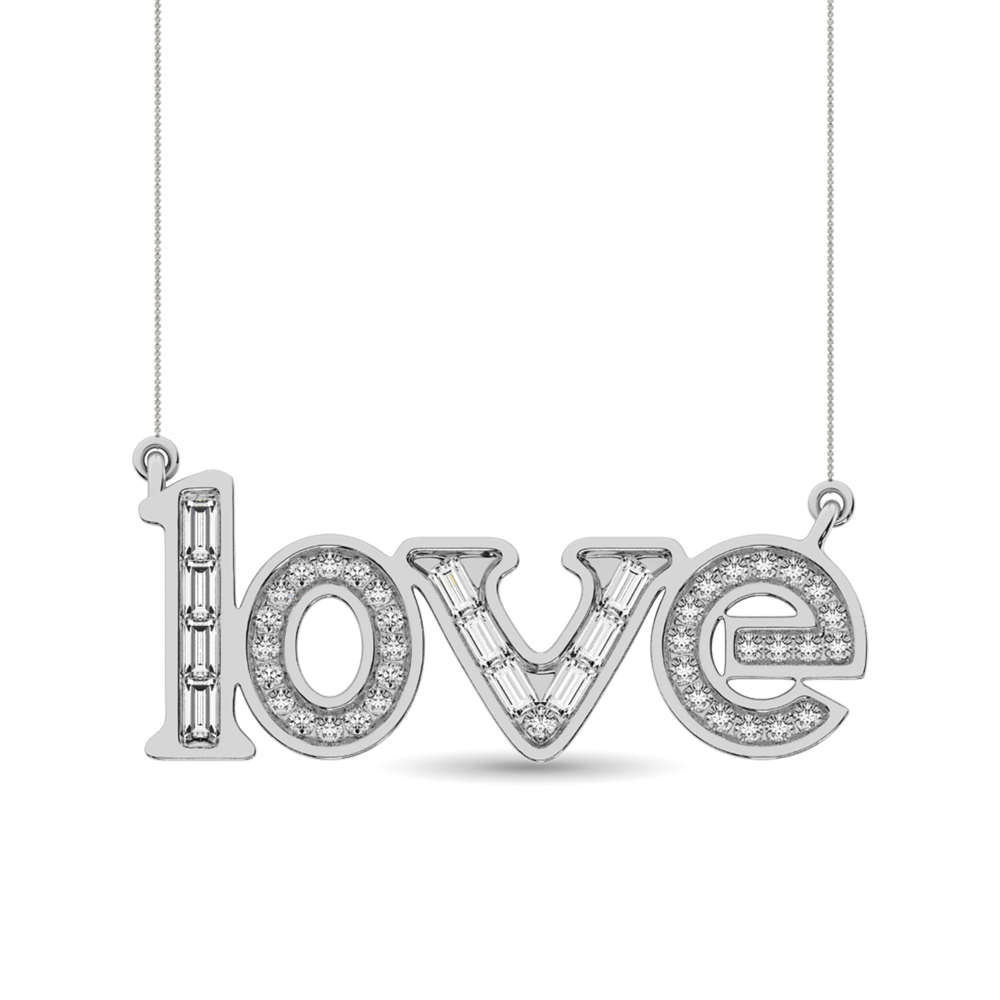 Baguette and round Love Pendant