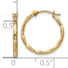 Load image into Gallery viewer, Yellow Gold Twist Wire Hoop Earrings
