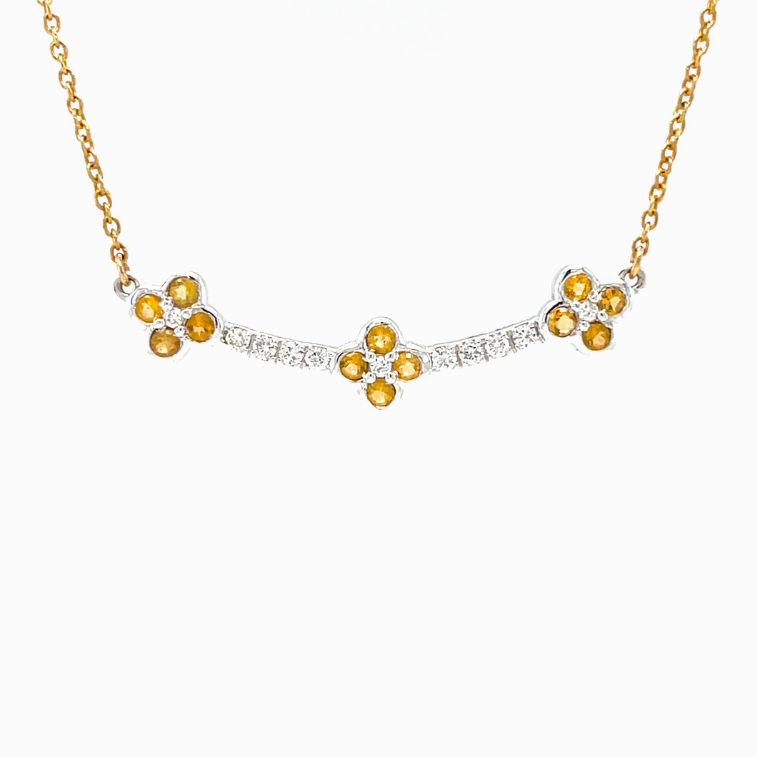 Citrine and Diamond Bar Necklace