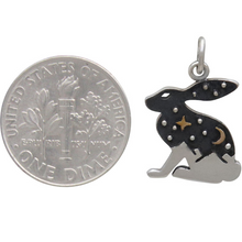 Load image into Gallery viewer, Sterling Silver Hare Charm with Bronze Star and Moon
