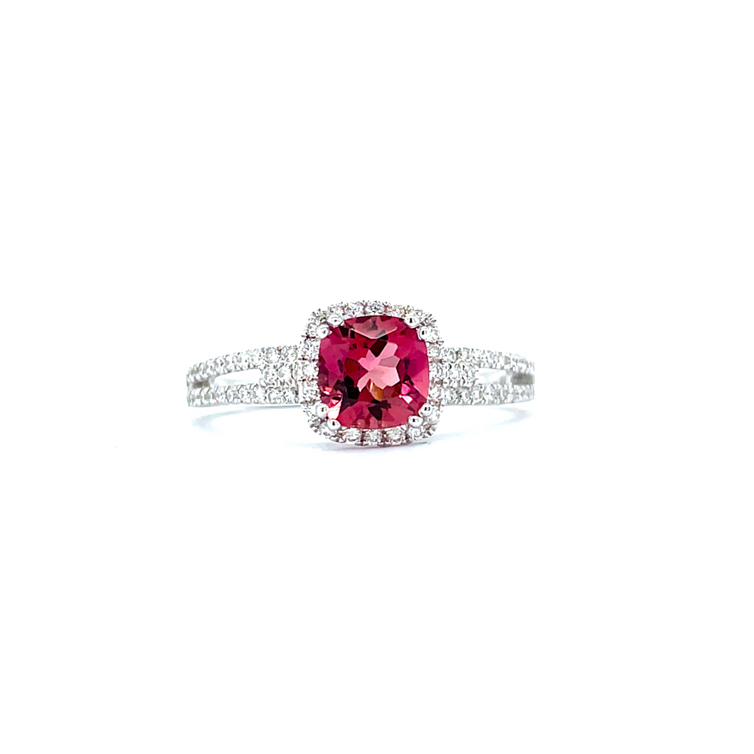 Pink Tourmaline and Diamond Ring