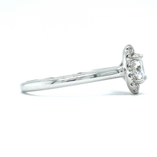 Load image into Gallery viewer, Moissanite and Diamond Halo Engagement Ring
