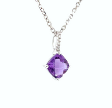 Load image into Gallery viewer, Cushion Cut Amethyst and Diamond Pendant
