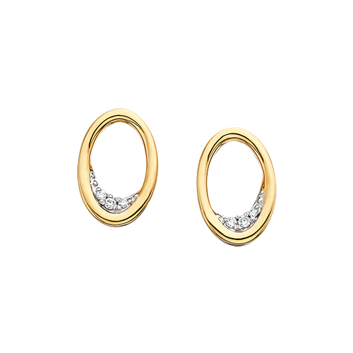 Diamond Oval Earring Studs