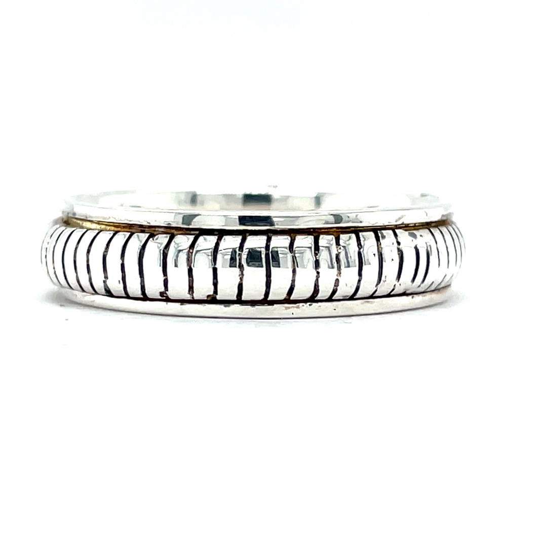 Sterling Silver Half Round Pattern Band