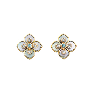 Mother of pearl and topaz stud earrings