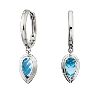 Pear Blue Topaz Hoop Earrings