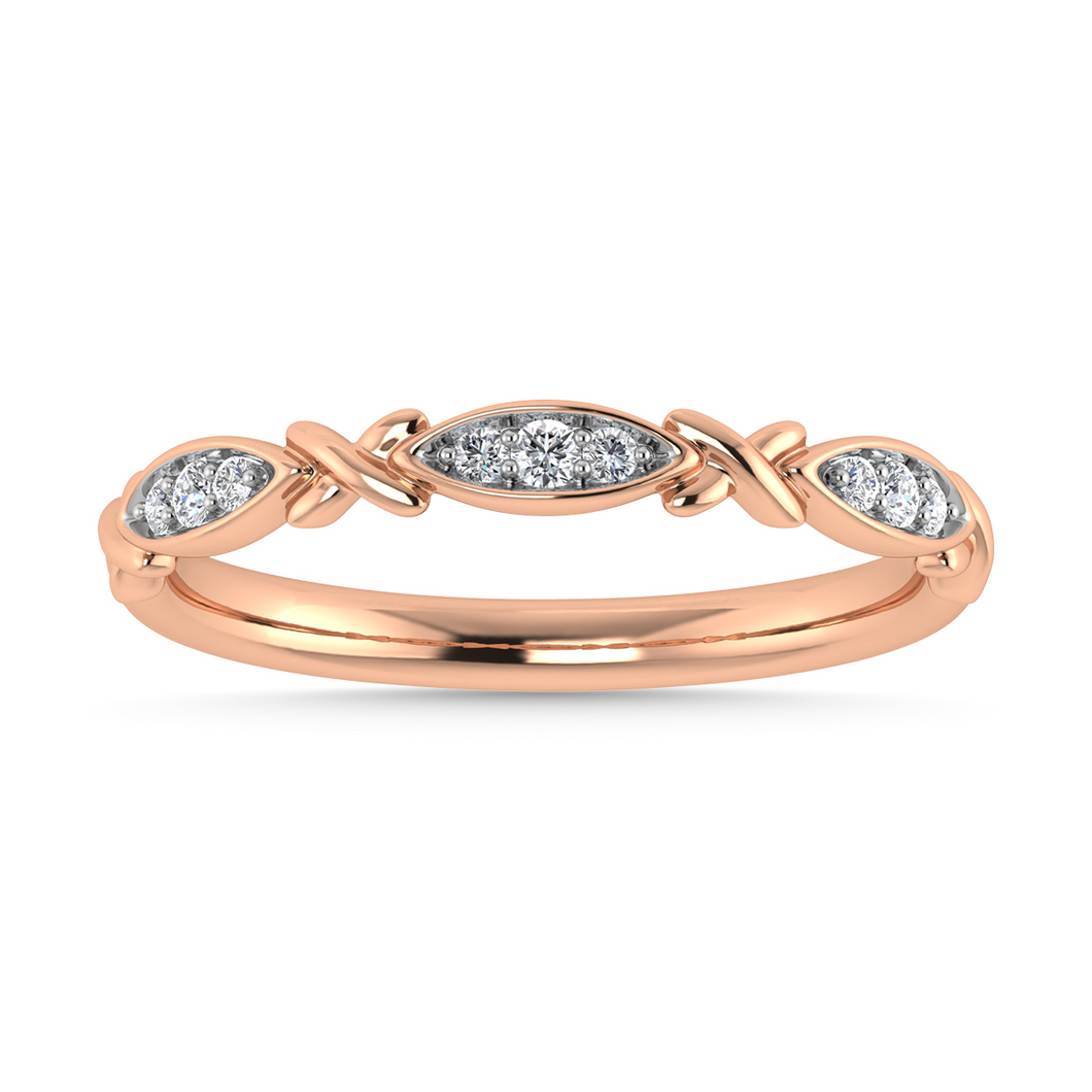 Marquise bow shaped rose gold side band with natural diamonds