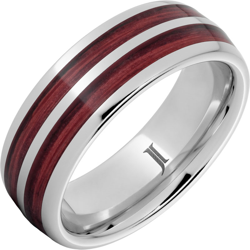 Double Barrel – Barrel Aged™ Serinium® Dome Ring with Cabernet Inlays size 9.5