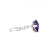 Load image into Gallery viewer, Cushion Cut Amethyst and Diamond Ring
