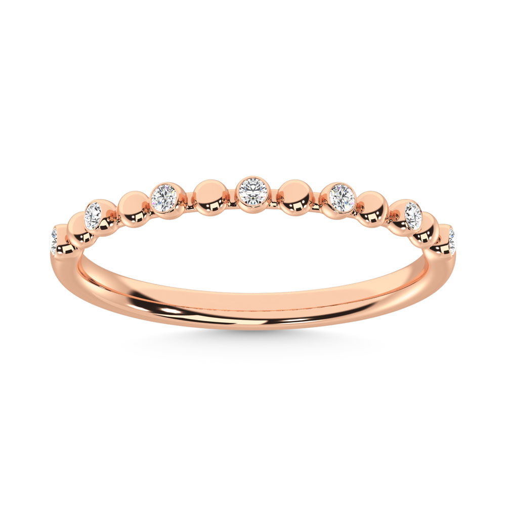 bead and diamond pattern rose gold stacking ring