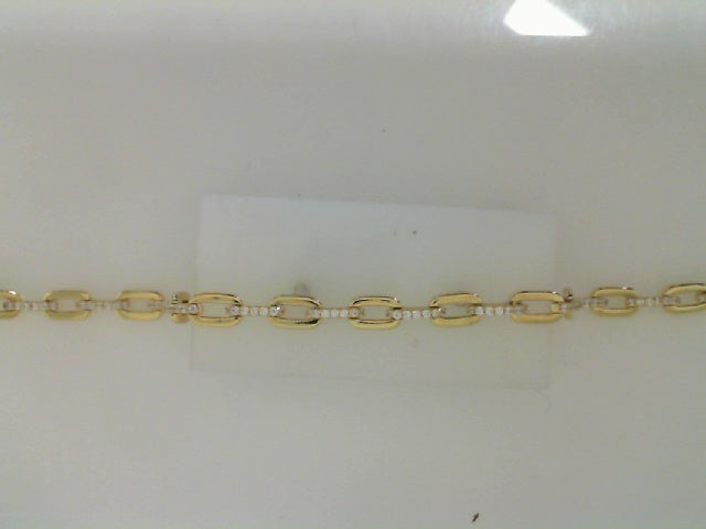 Gold Over Silver Accented Paperclip Style Bracelet