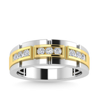 Load image into Gallery viewer, MENS WEDDING BAND IN 14K TWO TONE GOLD
