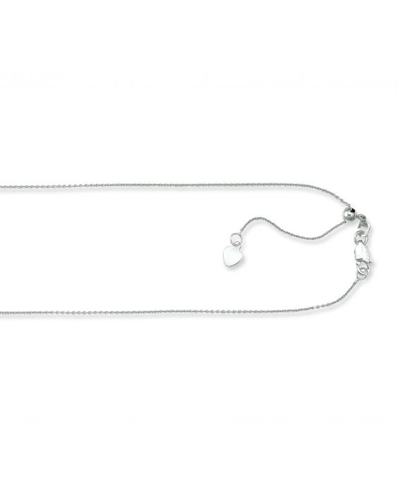 1.1mm Adjustable Sterling Silver Cable Chain Up to 22 Inches