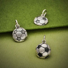 Load image into Gallery viewer, Sterling Silver Soccer Ball Charm
