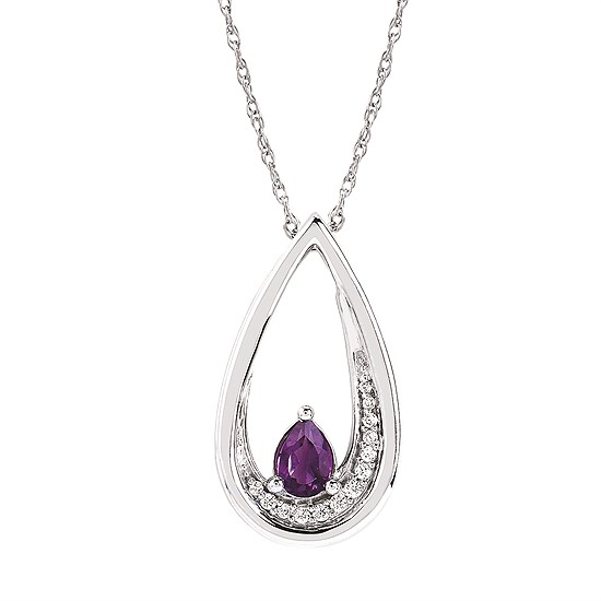 Amethyst And Diamond Pendant In Sterling Silver