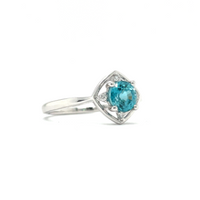 Load image into Gallery viewer, Blue Zircon and Diamond White Gold Ring
