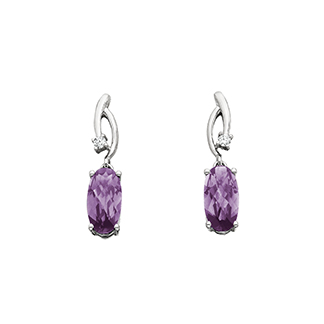 Oval Amethyst and Diamond Earrings