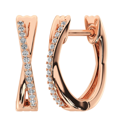 Diamond Rose Gold Hinged Hoop Earrings