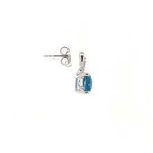 Load image into Gallery viewer, Cushion Cut Blue Topaz Earrings with Diamonds
