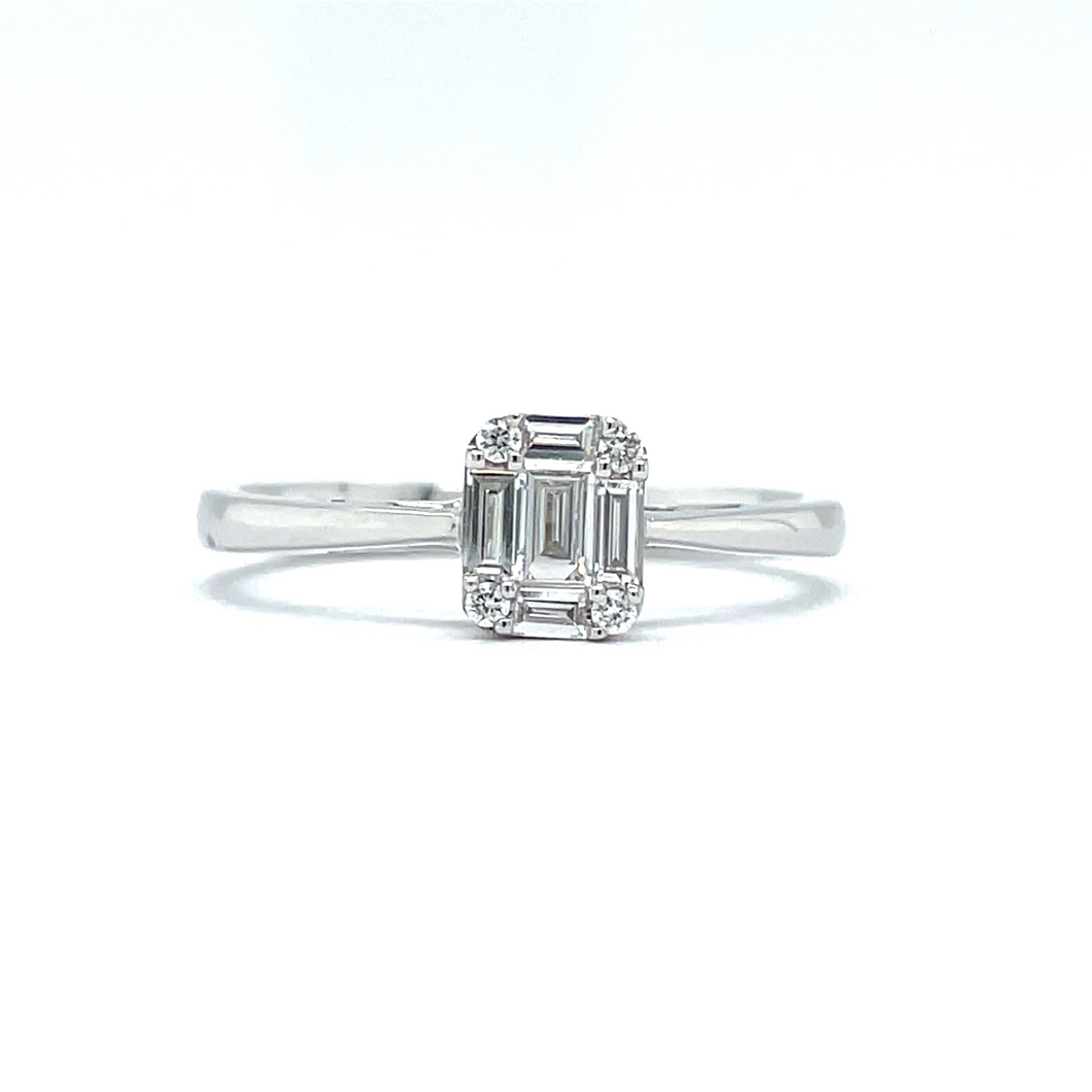 Baguette Cluster Diamond Engagement Ring