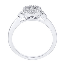 Load image into Gallery viewer, 10KW Cushion Shaped Halo Pave Set Ring 0.15 Ctw
