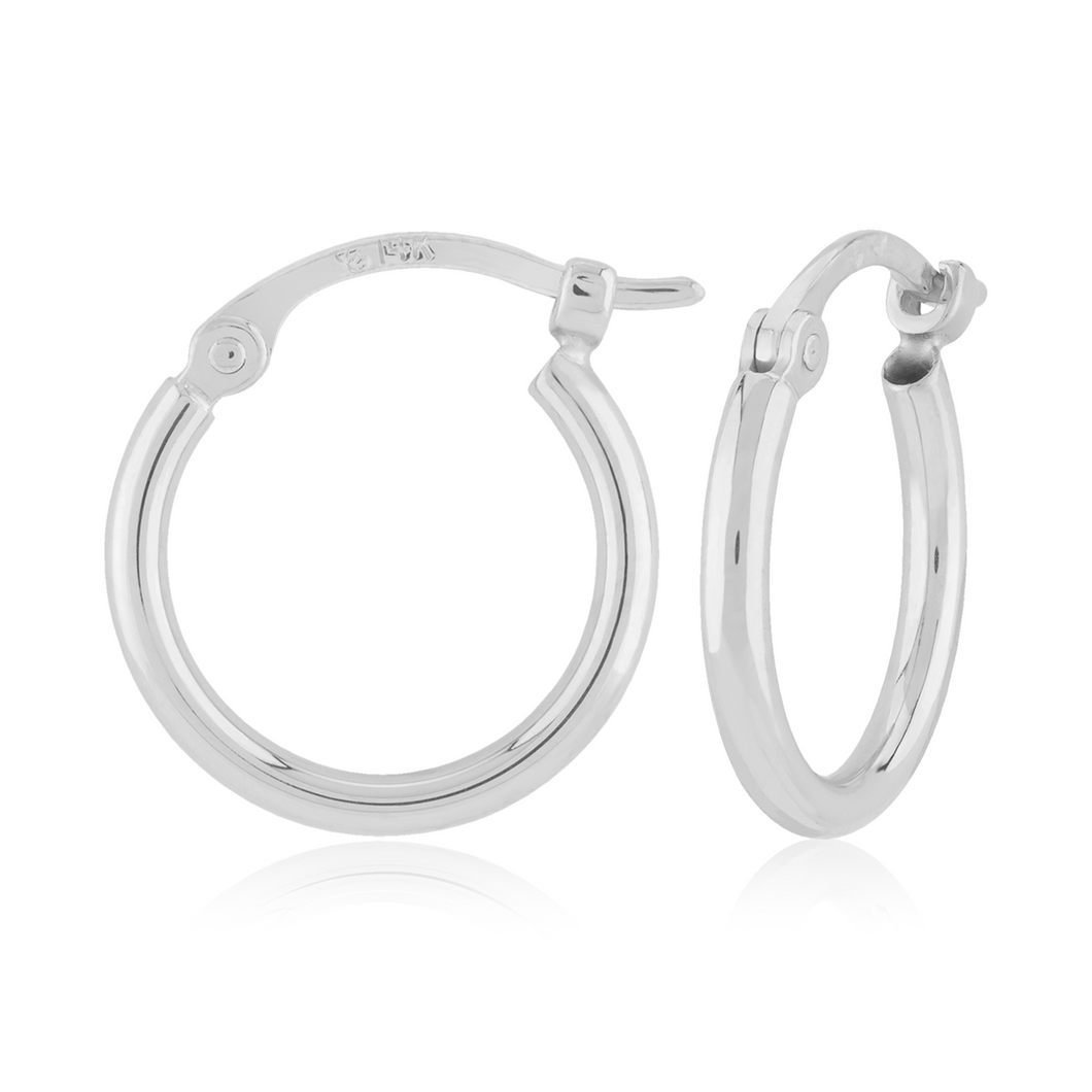 Small White Gold Snap Down Hoop Earrings