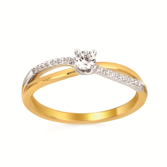 Two tone diamond engagement or promise ring