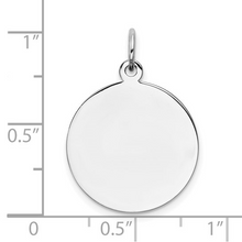 Load image into Gallery viewer, Engraveable Round Polished Front/Satin Back Disc Charm
