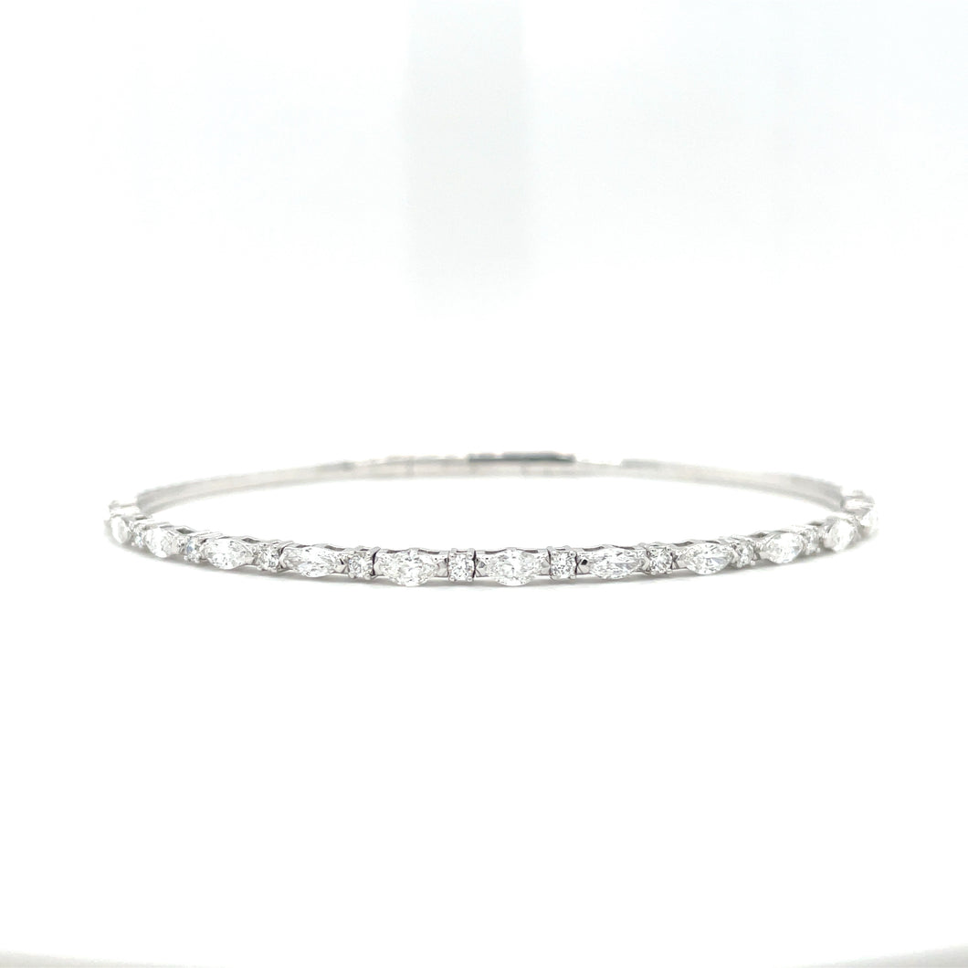 Marquise Lab Created Flexible Diamond Bangle Bracelet