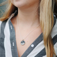 Load image into Gallery viewer, Sterling silver mountain and snowflake necklace
