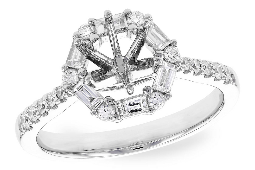 Modern Baguette Halo Engagement Ring Setting