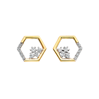 Honeycomb Shaped Earrings with Diamond Accents