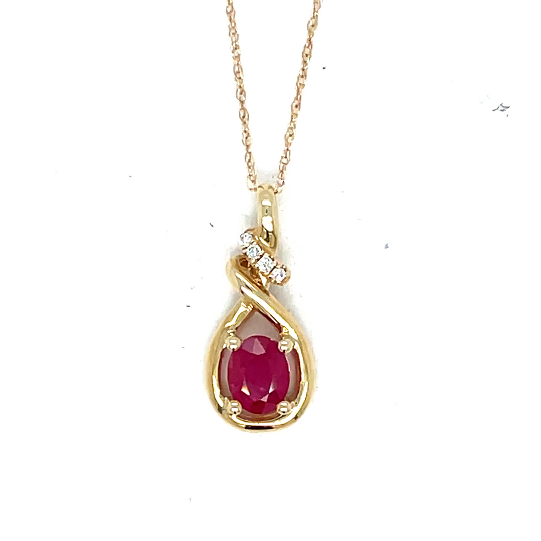 Oval Ruby and Diamond Pendant