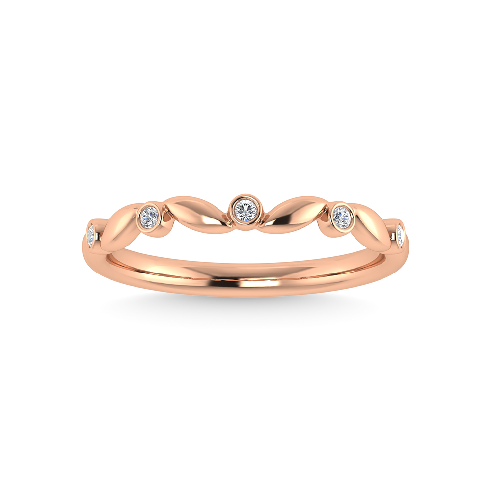 Floral Pattern Rose Gold Side band with natural diamonds