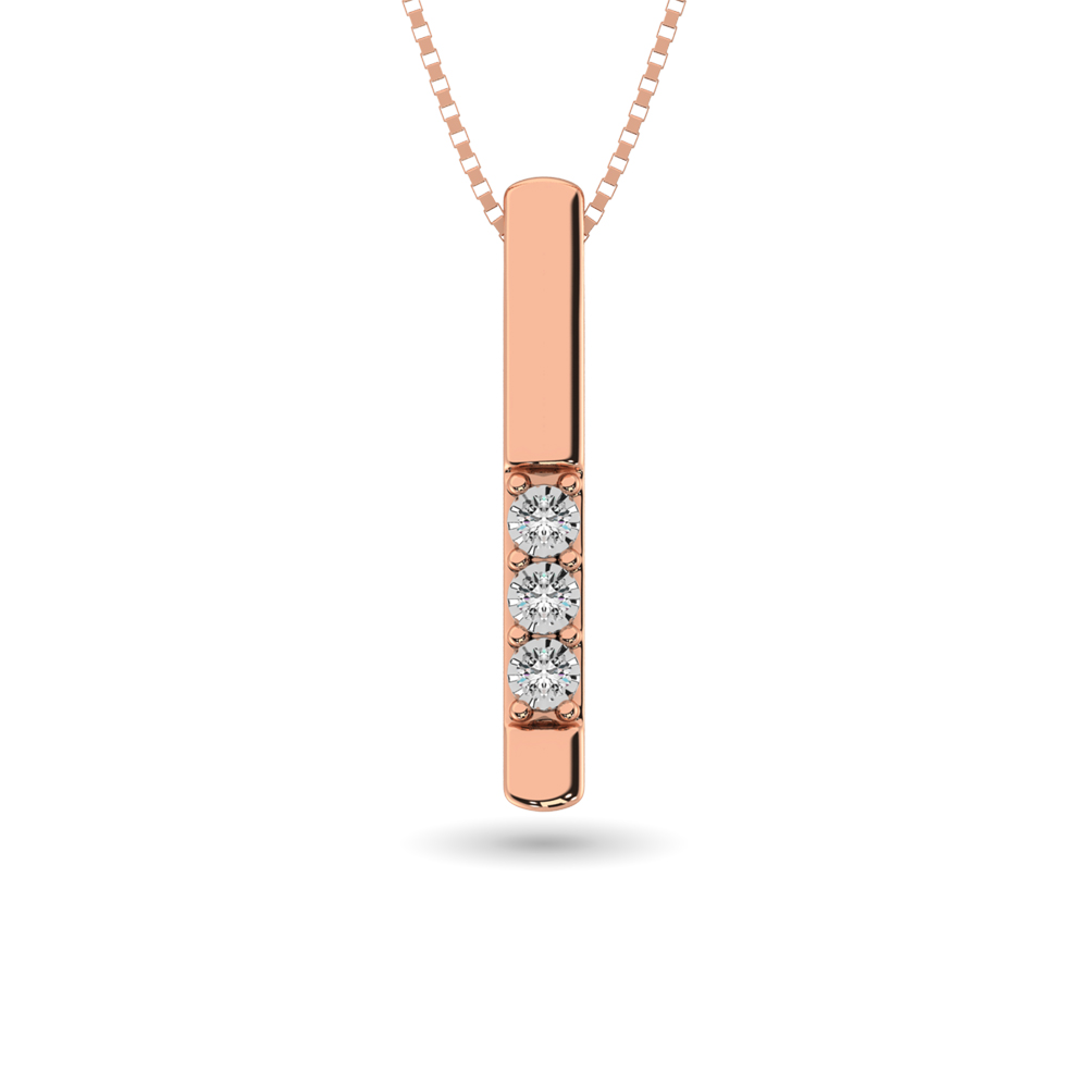 Rose Gold and Natural Diamond Bar Pendant