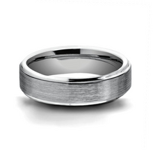 Load image into Gallery viewer, Tungsten Band with Brushed Center and Step Down Edges Size 12
