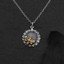 Load image into Gallery viewer, Sterling Silver 18 Inch Sunflower Necklace with Bronze Bee
