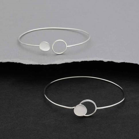 Sterling Silver Circle and Dot Hook and Eye Bracelet