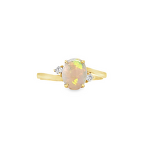 Load image into Gallery viewer, Oval Opal Ring in Yellow Gold with Diamond Accents
