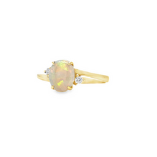 Load image into Gallery viewer, Oval Opal Ring in Yellow Gold with Diamond Accents
