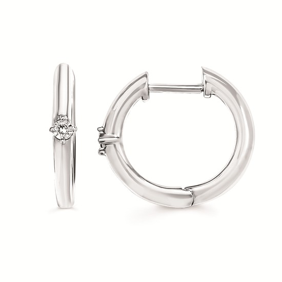 sterling silver hinged hoop earrings with natural diamonds