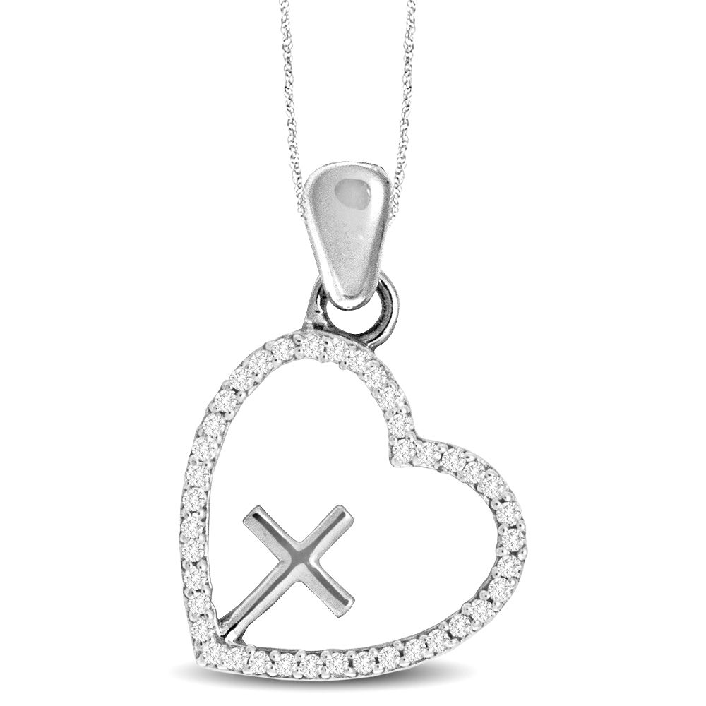 Diamond Heart Cross Necklace