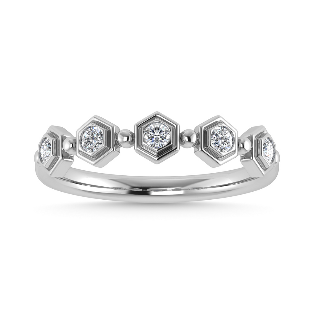 Bezel Set Honeycomb Stacking Ring