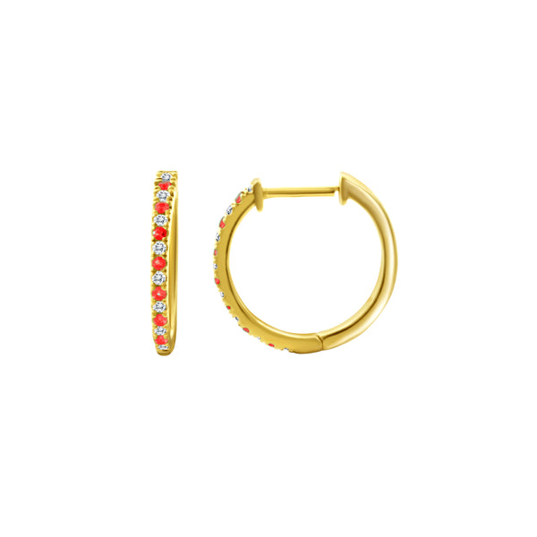 Ruby and Diamond Hoop Earrings